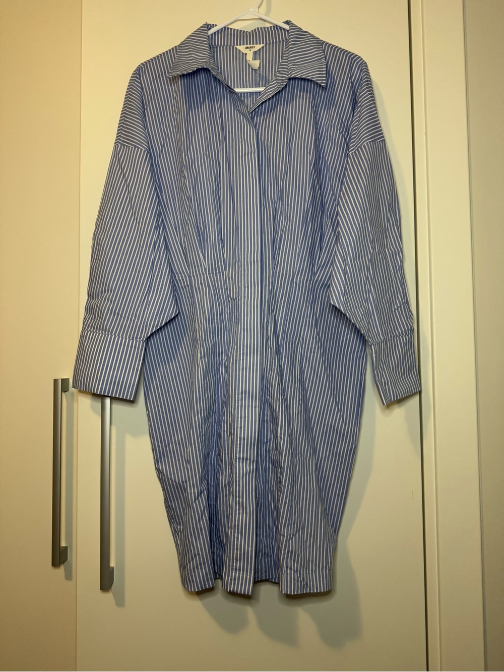 Blue Striped Long Sleeve Shirt Dress